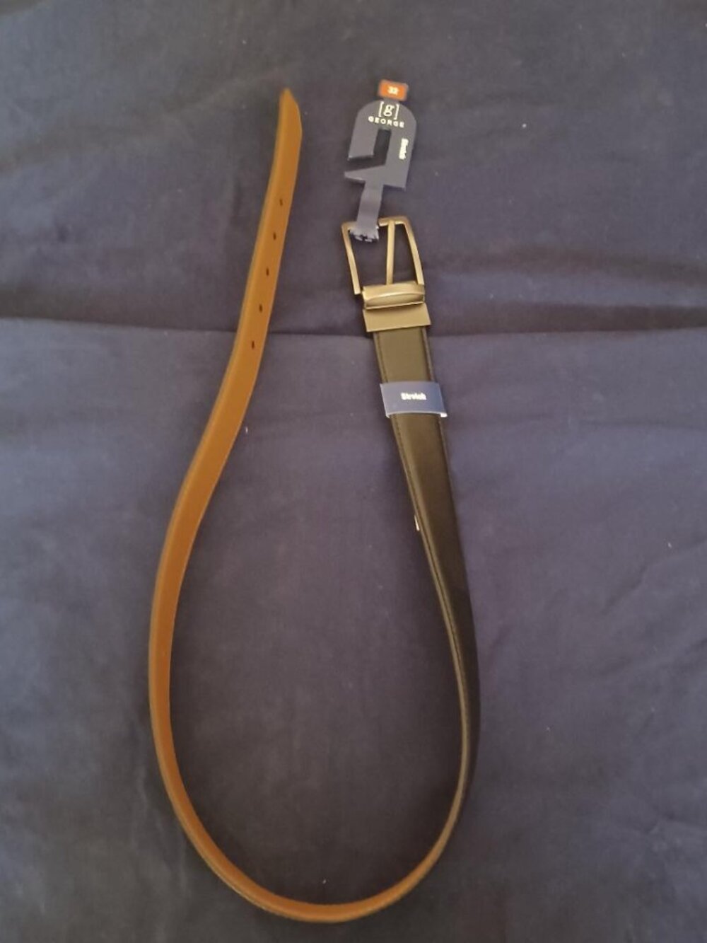 George Men's Reversible 1-1/4" Wide Size 32 Black Stretch Leather Belt
